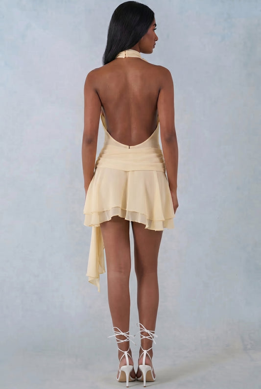 Pleated Halterneck Mini Dress
