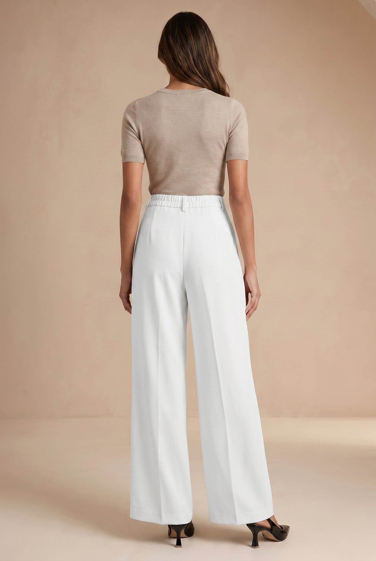 High-Waist Tailored Trousers — back view