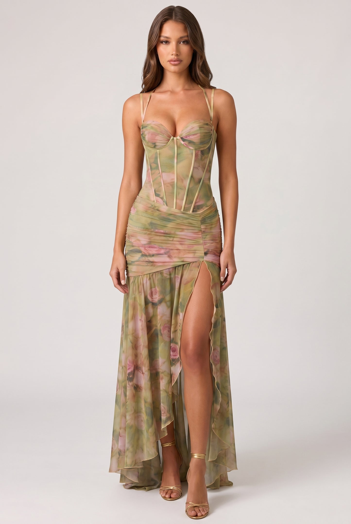 Printed Fishtail Midi Dress