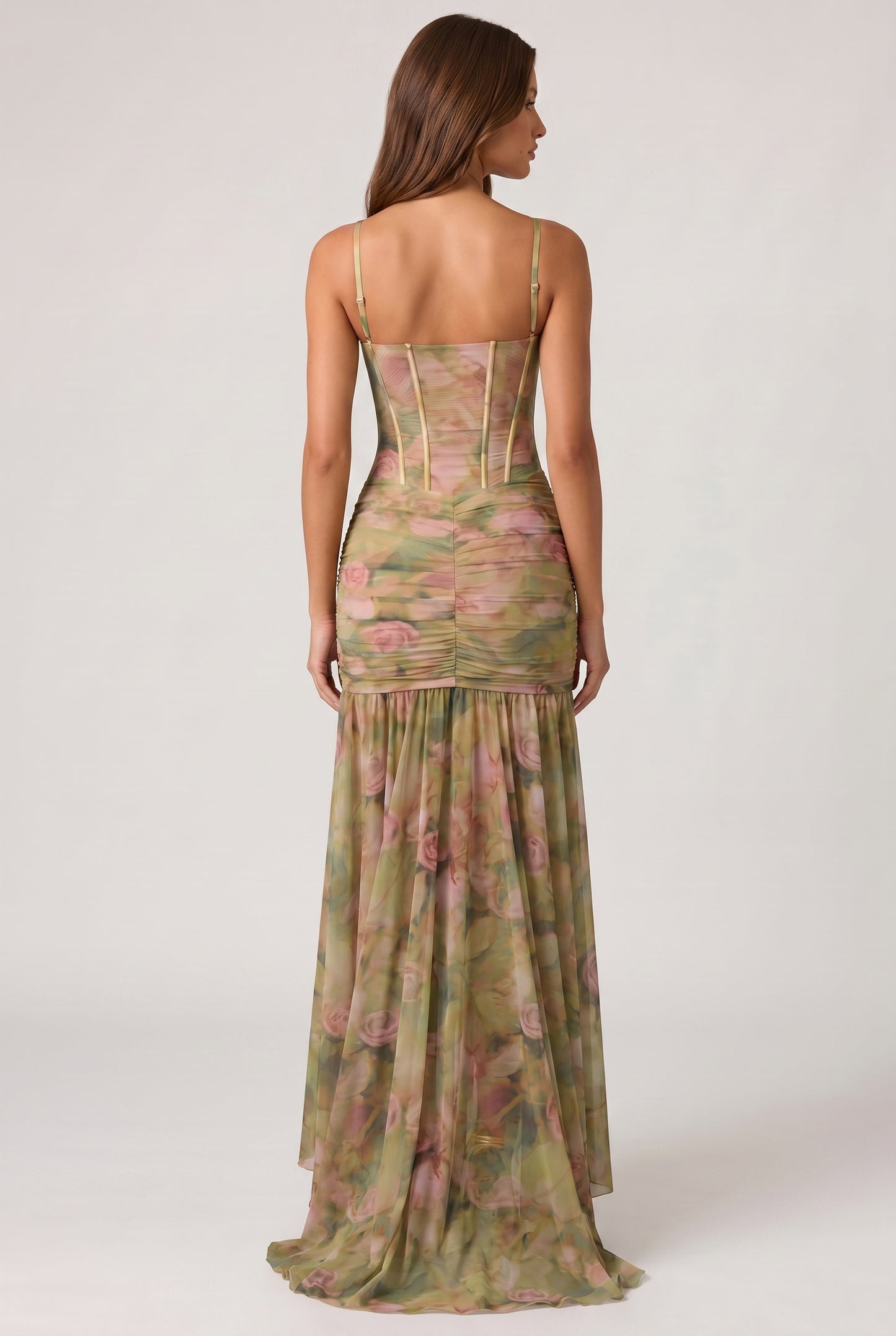 Printed Fishtail Midi Dress