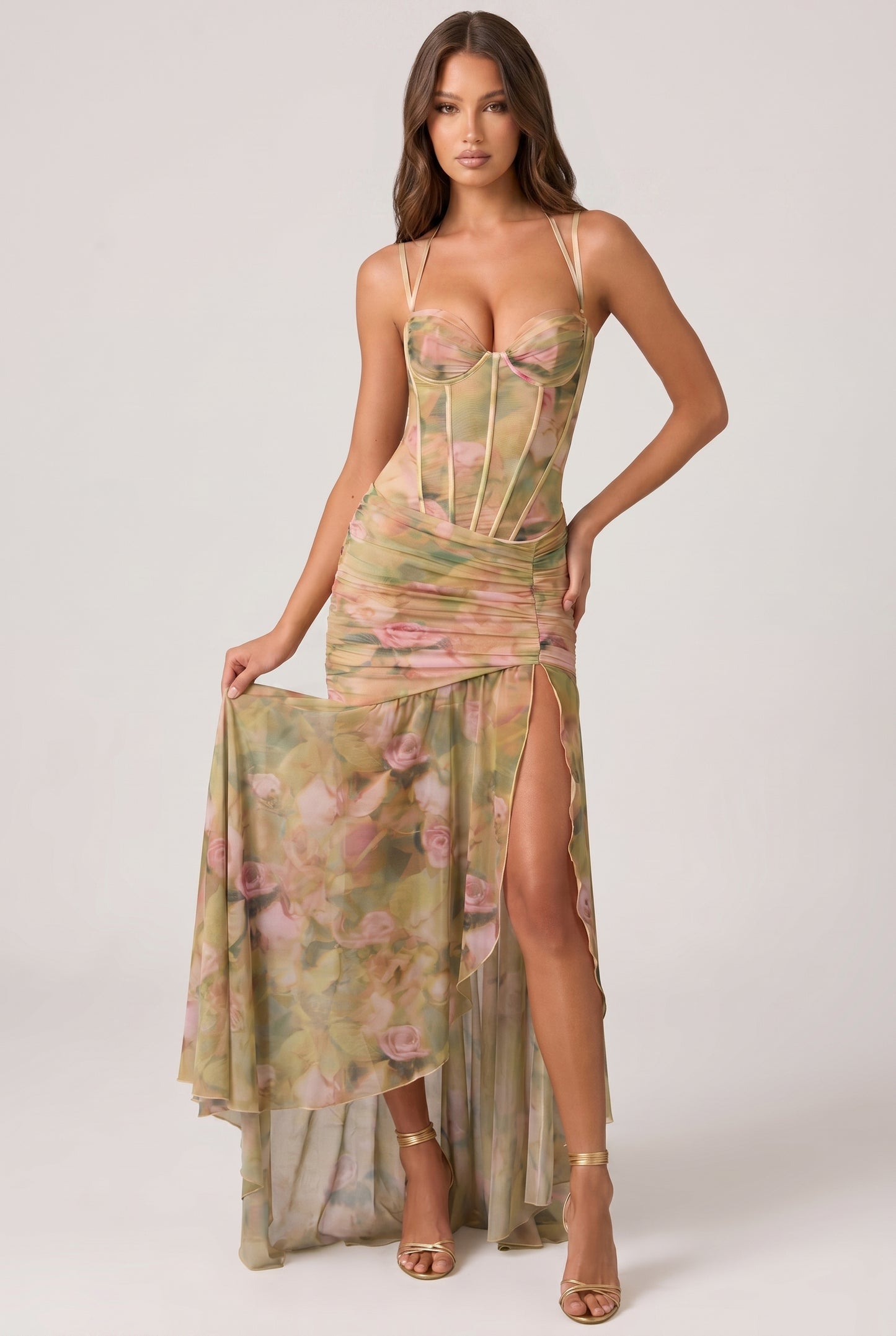 Printed Fishtail Midi Dress