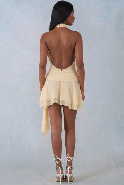 Pleated Halterneck Mini Dress
